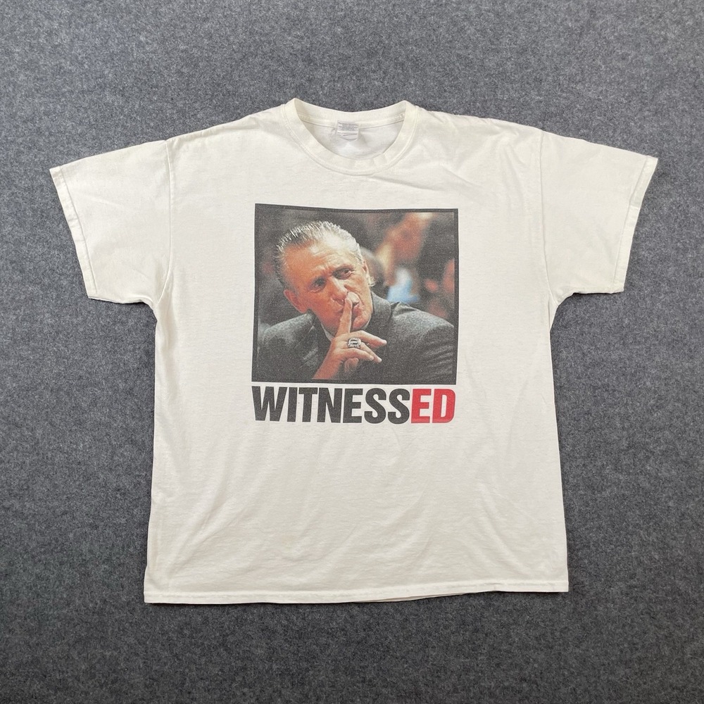 Vintage Pat Riley LA Lakers Miami Heat NBA Coach T Shirt Mens XL White Gildan